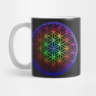 Flower of Life, Faux Foil Chakkra Colors Mug